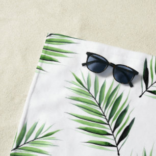 Watercolor Palm Pattern  Beach Towel