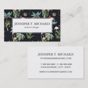 Watercolor Palm Pattern   Monogram Business Card