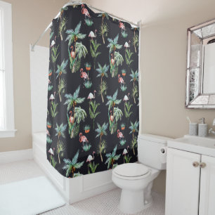 Watercolor Palm Pattern Shower Curtain