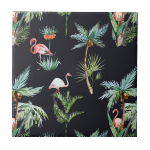 Watercolor Palm Pattern Tile