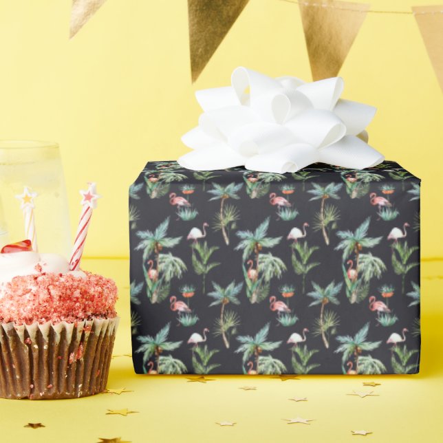 Watercolor Palm Pattern Wrapping Paper (Birthday Party)
