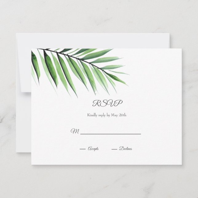Watercolor Palm  RSVP Card (Front)