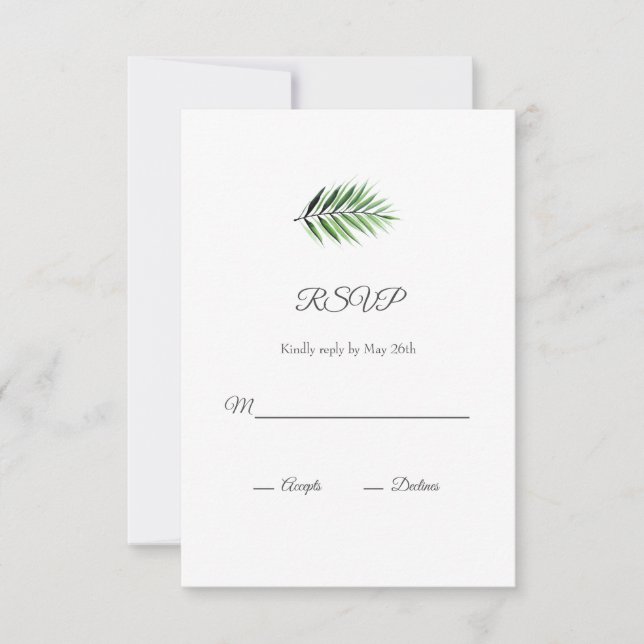 Watercolor Palm RSVP Card (Front)