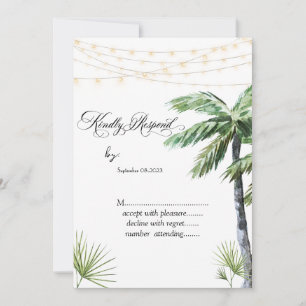 Watercolor Palm String Lights RSVP  Invitation