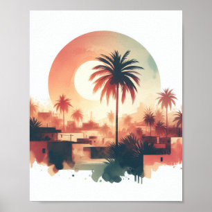 Watercolor Palm Tree Art Poster