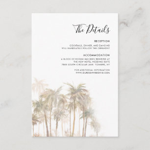 Watercolor Palm Tree Beach Wedding Details Enclosure Card