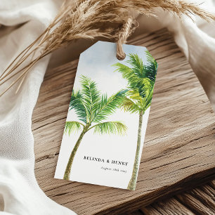 Watercolor Palm Tree Beach Wedding Gift Tags
