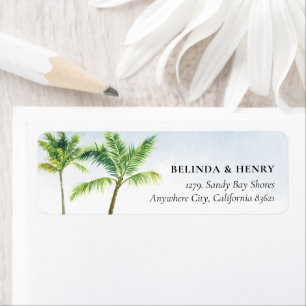Watercolor Palm Tree Beach Wedding Return Address