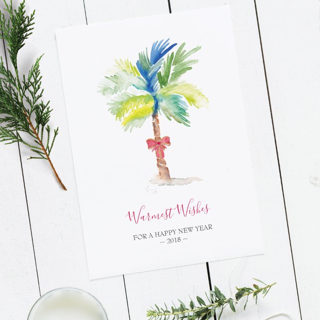 Watercolor Palm Tree Company Holiday Card, Card (Creator Uploaded)