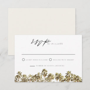 Watercolor Palm Tree Minimalist RSVP Card