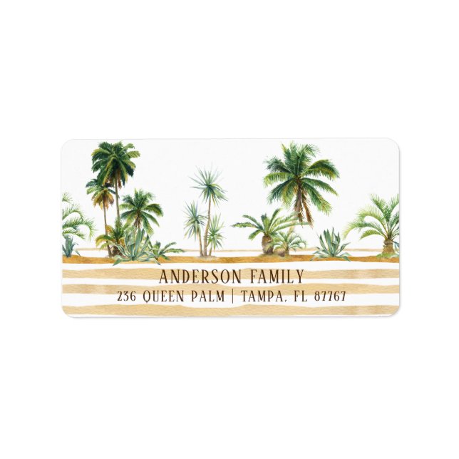 Watercolor Palm Tree New Address Label (Front)