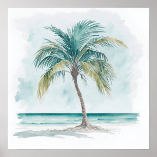 Watercolor Palm Tree Painting Poster