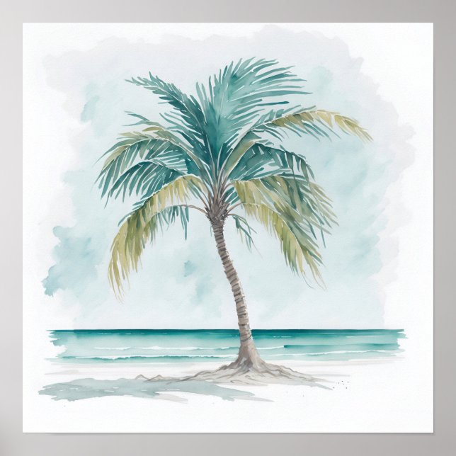Watercolor Palm Tree Painting Poster (Front)