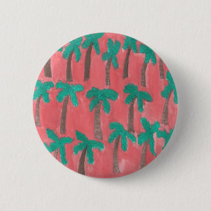 Watercolor Palm Tree Pattern 6 Cm Round Badge