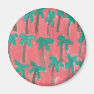 Watercolor Palm Tree Pattern Magnet
