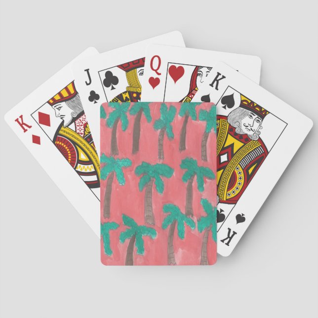 Watercolor Palm Tree Pattern Playing Cards (Back)