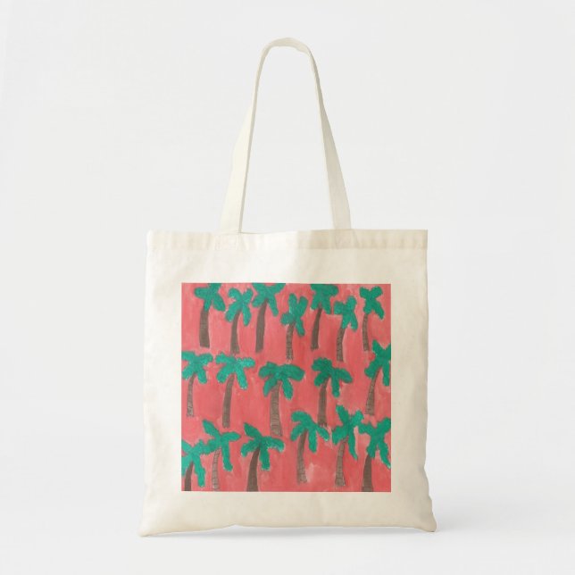 Watercolor Palm Tree Pattern Tote Bag (Front)