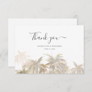 Watercolor Palm Tree Script Wedding Thank You Card