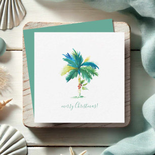 Watercolor Palm Tree Tropical Mini Christmas Card
