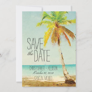 Watercolor Palm Tree Wedding Save the Date