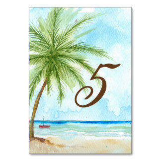 Watercolor Palm Tree Wedding Table Card