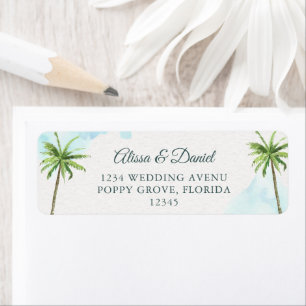 Watercolor Palm Trees Beach Return Address