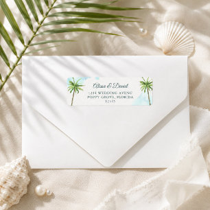 Watercolor Palm Trees Beach Return Address