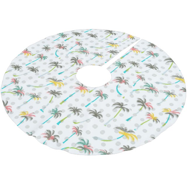 Watercolor Palm Trees Brushed Polyester Tree Skirt (Angled)
