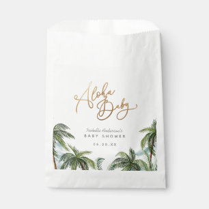 Watercolor Palm Trees Gold Aloha Baby Shower Favour Bags