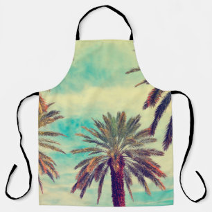 Watercolor palm trees in sunny day apron