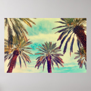Watercolor palm trees in sunny day poster