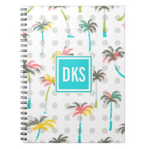 Watercolor Palm Trees   Monogram Notebook