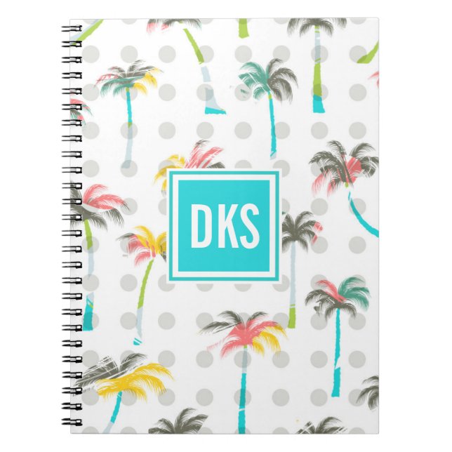 Watercolor Palm Trees | Monogram Notebook (Front)