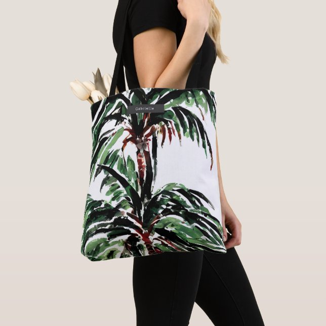 Watercolor Palm Trees Tote Bag (Close Up)