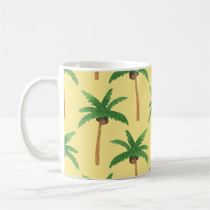 Watercolor palm trees, tropical background. coffee mug