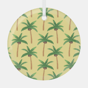 Watercolor palm trees, tropical background. glass tree decoration