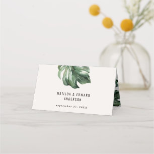 watercolor palm wedding table place card