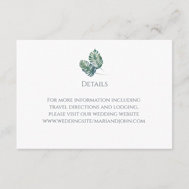 Watercolor Palms and Slate Wedding Enclosure Card (Front)