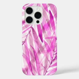 Watercolor Palms Hawaiian Tropical in Fuchsia iPhone 16 Pro Case