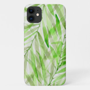 Watercolor Palms Hawaiian Tropical in Lime Green iPhone 11 Case