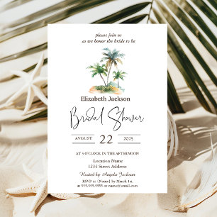 Watercolor Palms Summer Bridal Shower Invitation