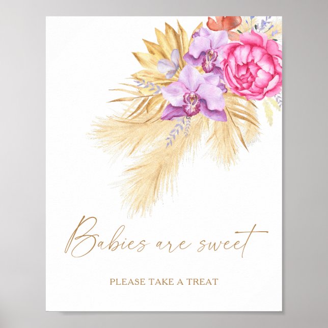 Watercolor pampas grass - babies are sweet poster (Front)
