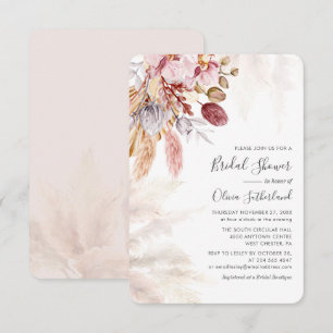 Watercolor Pampas Grass Boho Bridal Shower Card