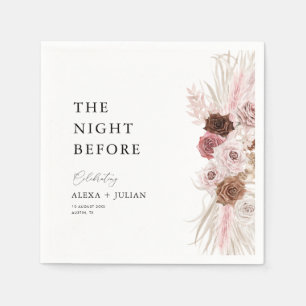 Watercolor pampas grass dusty pink night before napkin