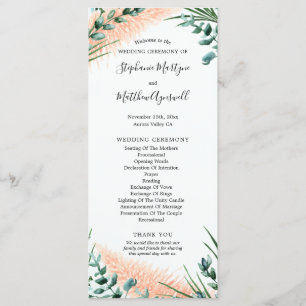 Watercolor Pampas Grass Foliage Wedding Ceremony Programme