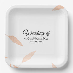 Watercolor Pampas Leaf Silhouette Wedding Paper Plate
