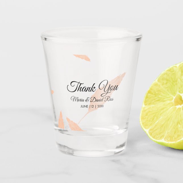Watercolor Pampas Leaf Silhouette Wedding    Shot Glass (Front)