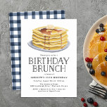 Watercolor Pancake Brunch Birthday Party Invitation<br><div class="desc">Invite guests to a birthday brunch in style with our Pancake Brunch birthday party invitations. The stylish brunch birthday party invitations feature a stack of watercolor pancakes and "Birthday Brunch" in a hand-lettered typography style. The reverse side of the invites feature a navy blue gingham plaid design. Personalise the invitations...</div>