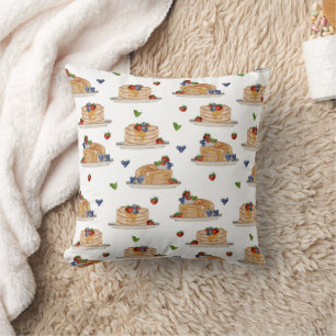Watercolor Pancakes Berries Breakfast Brunch Cushion