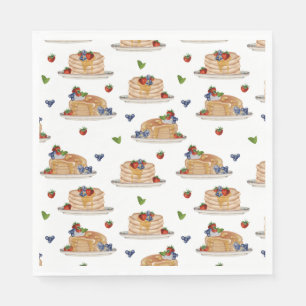 Watercolor Pancakes Berries Breakfast Brunch Napkin